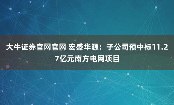 大牛证券官网官网 宏盛华源：子公司预中标11.27亿元南方电网项目